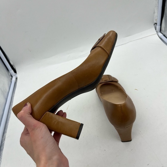Franco Sarto Women’s Ticket Brown Genuine Leather Buckle Front Closed Toe Heels - Picture 11 of 12